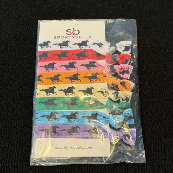 SportyBella Accessories - SportyBella Multi-Colored Equestrian Horse Elastic Hair Ties Set - 8 Pack